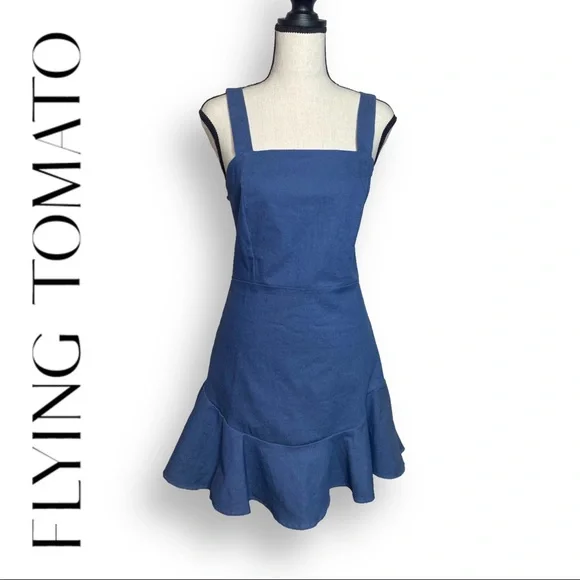 white christmas dresses Flying Tomato Denim Midi Dress in Medium Indigo at Nordstrom Rack, Size Small